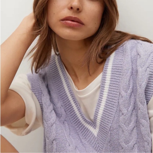 MANGO SET Lavender Cableknit Sweater Vest & Knit Shorts Co-ord Set - Picture 10 of 12